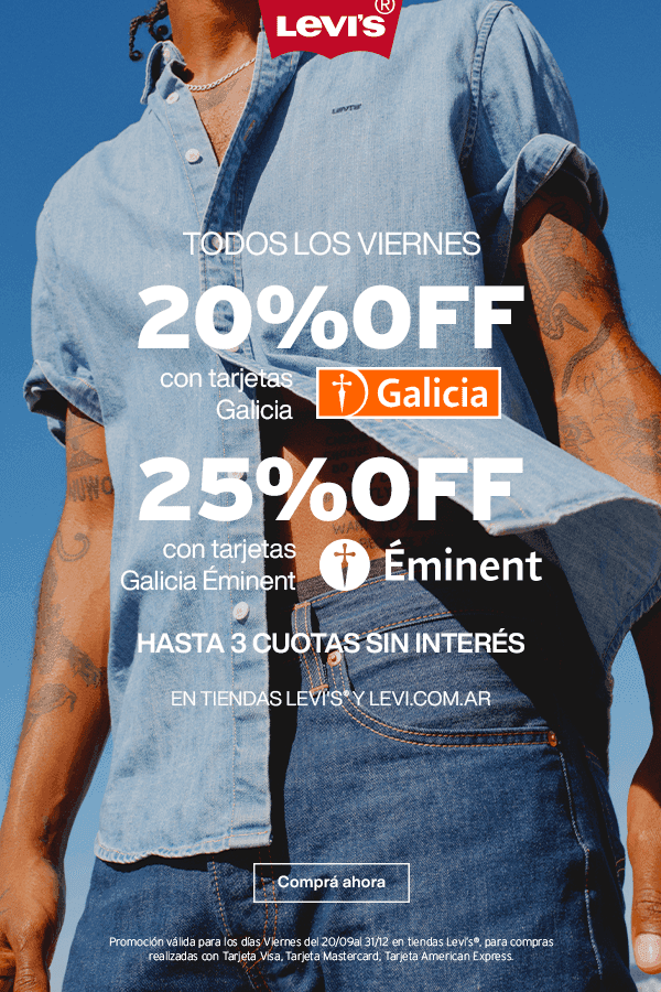 Hasta 25% de reintegro y 3 cuotas en Levi's con Galicia