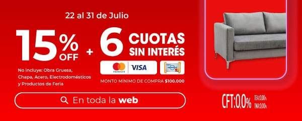 15% OFF y 6 Cuotas sin Interés en Easy!