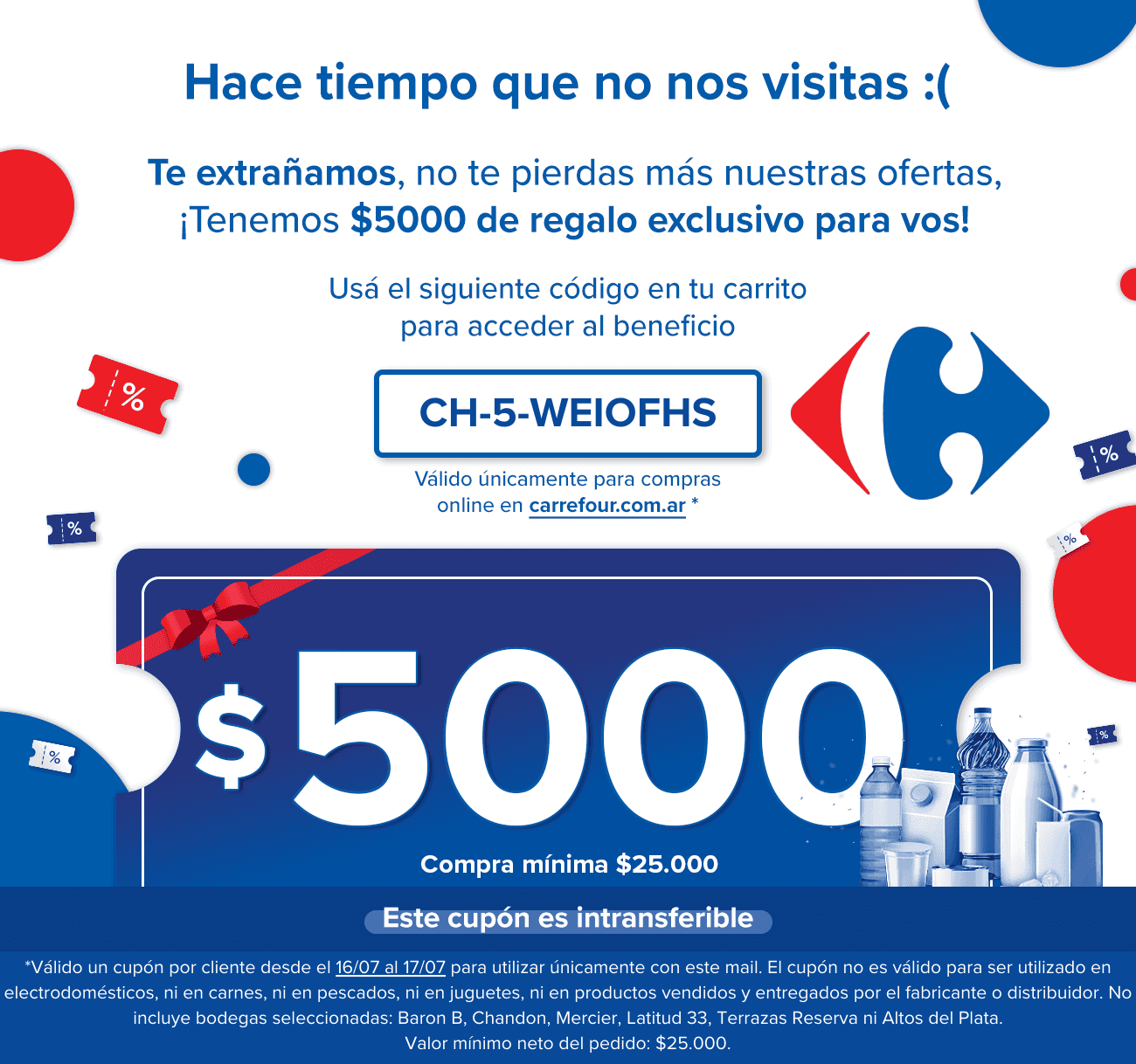 [Cuentas seleccionadas] Cupón $5000 OFF en Carrefour Online