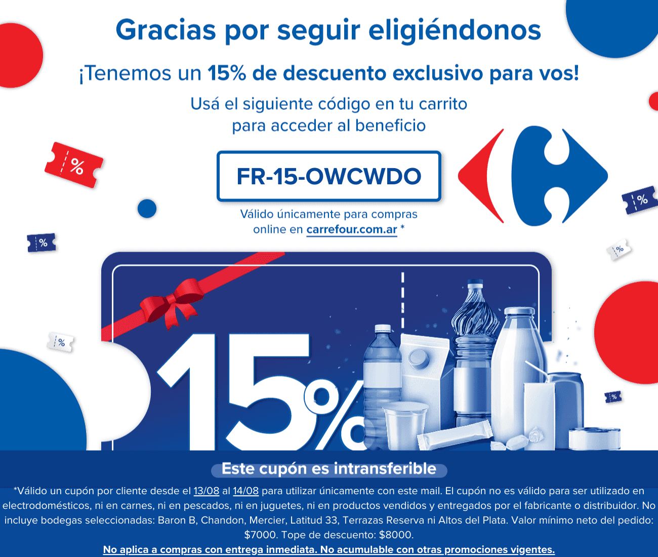 [Cuentas seleccionadas] Cupón de 15% de descuento en Carrefour