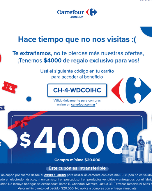 [Cuentas seleccionadas] Cupón de $4.000 de descuento en Carrefour