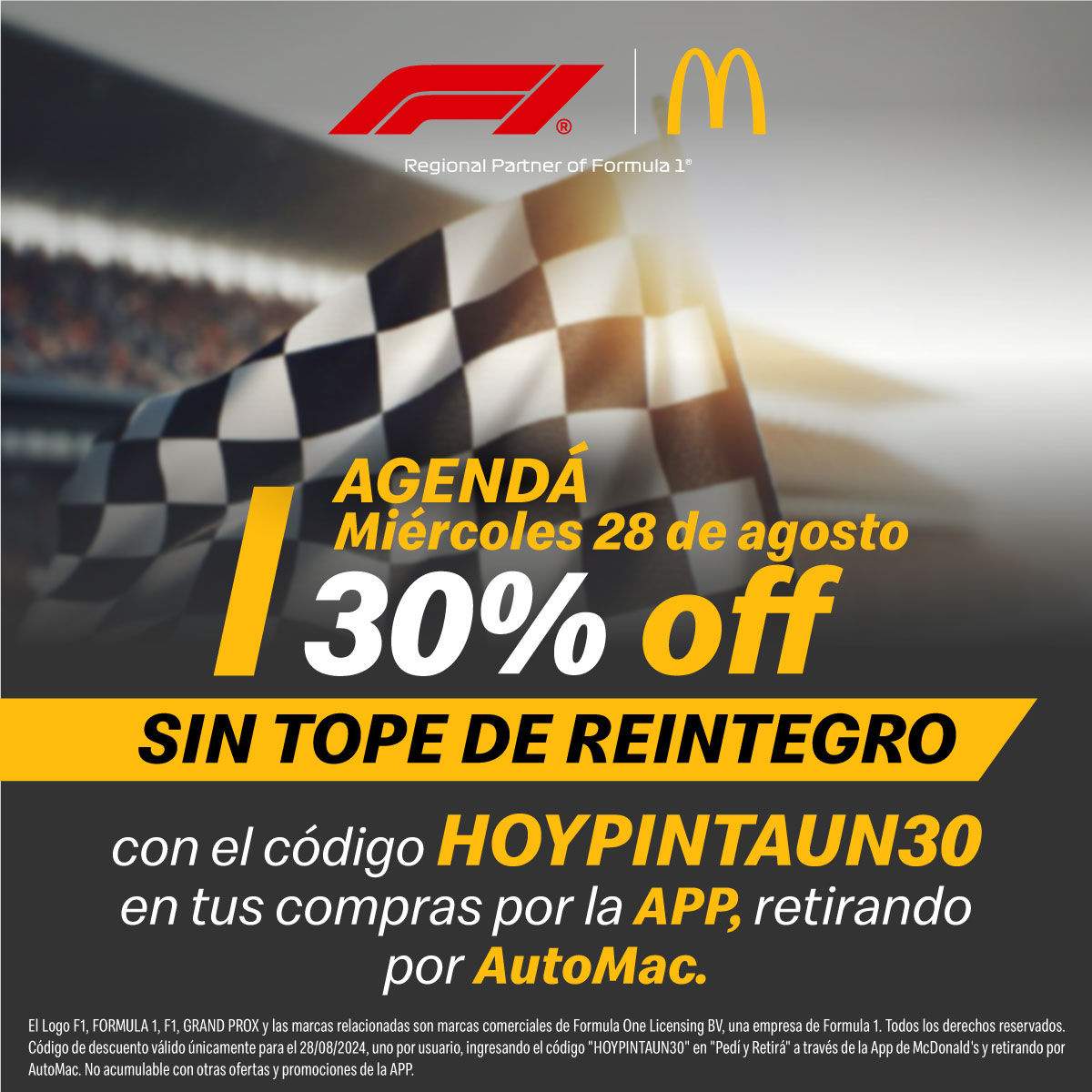 Vuelve: Cupón 30% off en McDonald's retirando por AutoMac