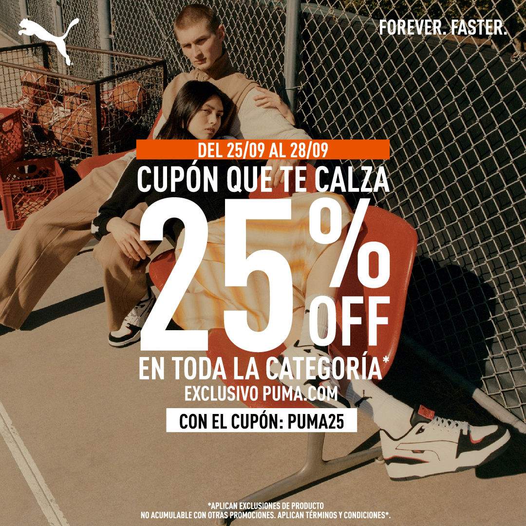 Cupón 25% de descuento en Calzado en PUMA