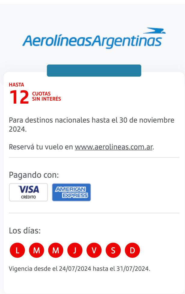 Volá en hasta 12 cuotas sin interés con Aerolíneas Argentinas y Santander