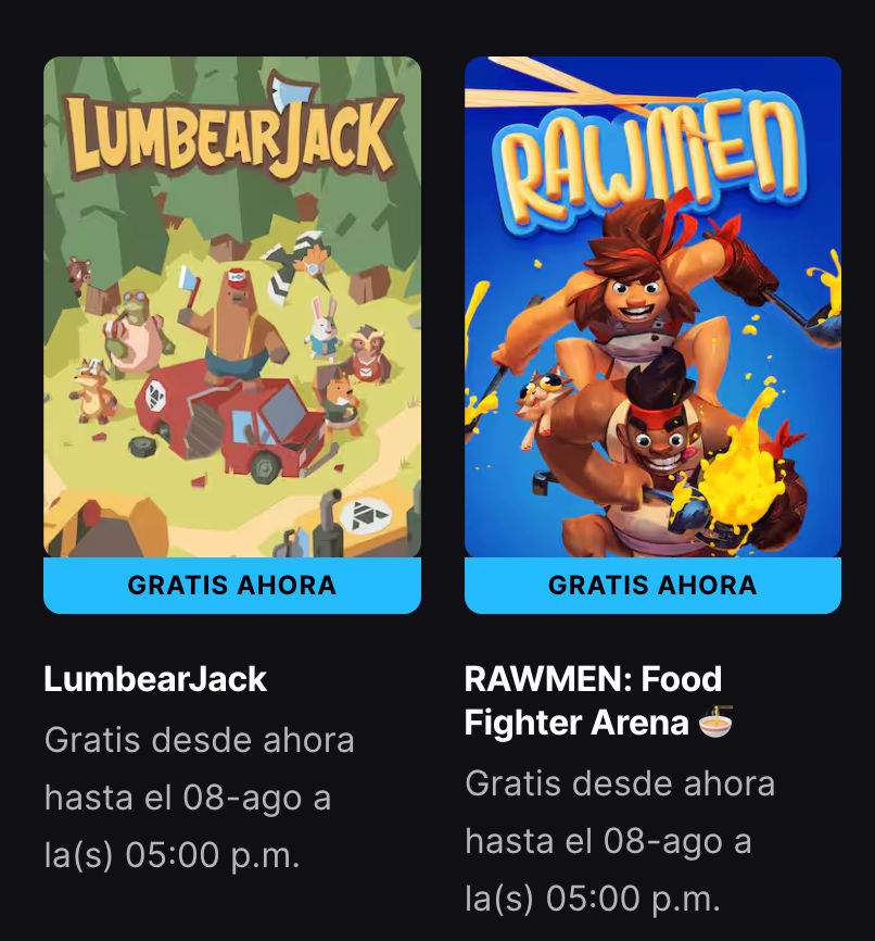 Juegos RAWMEN y LumbearJack GRATIS en Epic Games