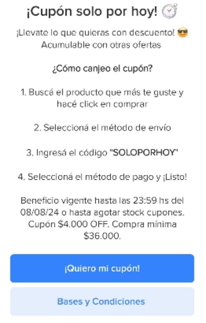 Cupón $4.000 de descuento en Mercado Libre