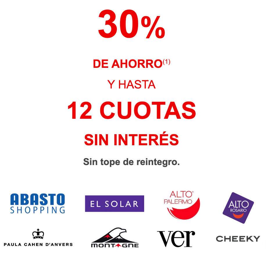 Super Miercoles: 30% de reintegro y 12 cuotas en Shoppings con Santander y MODO