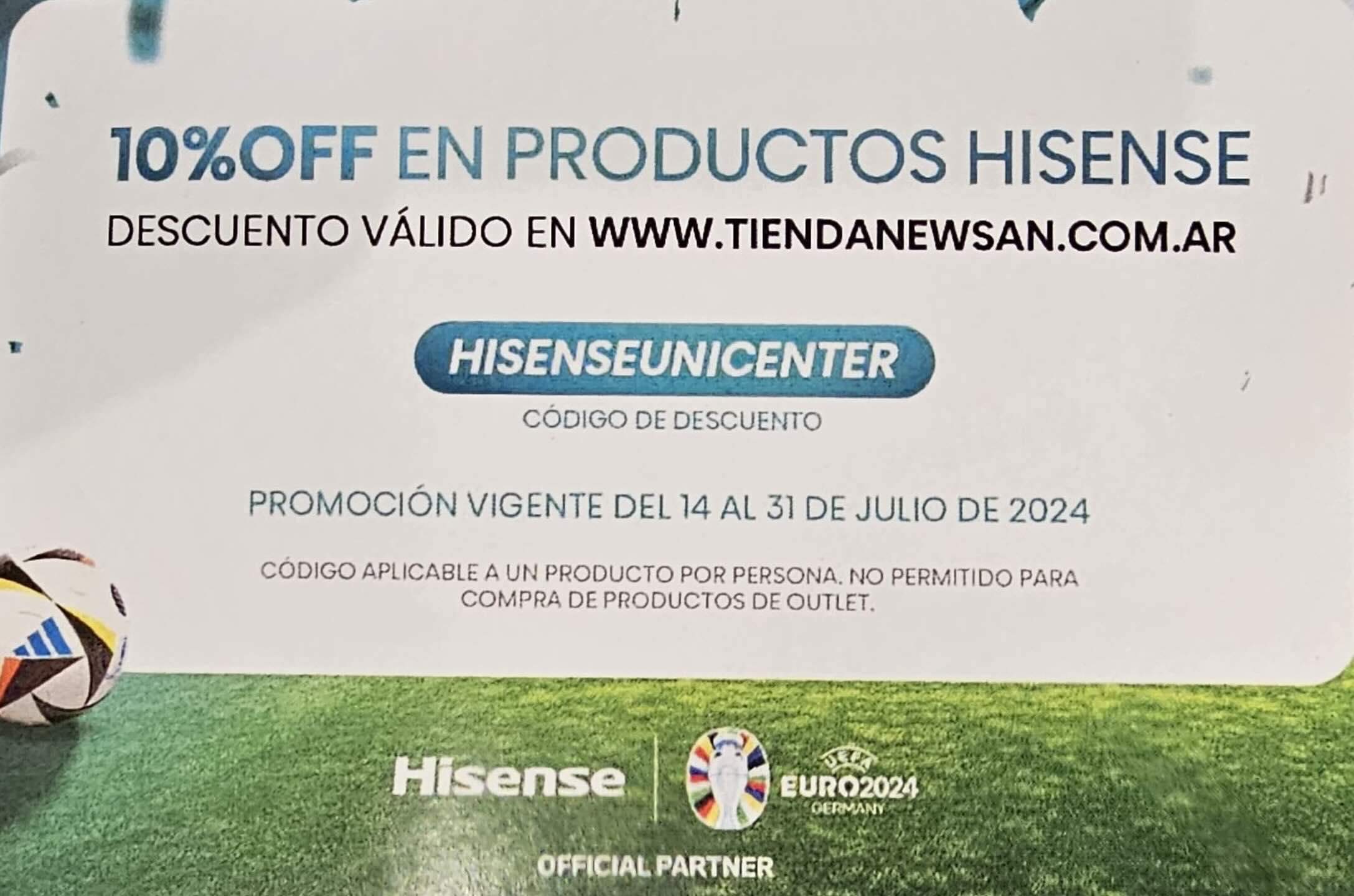 Cupón 10% OFF en articulos Hisense en Tienda Newsan