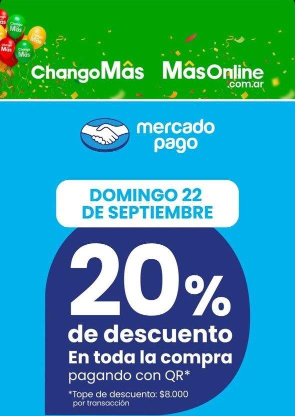 20% de descuento en MásOnline y ChangoMás pagando con Mercado Pago