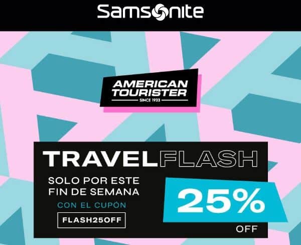 Cupón 25% de descuento en seleccionados en Samsonite