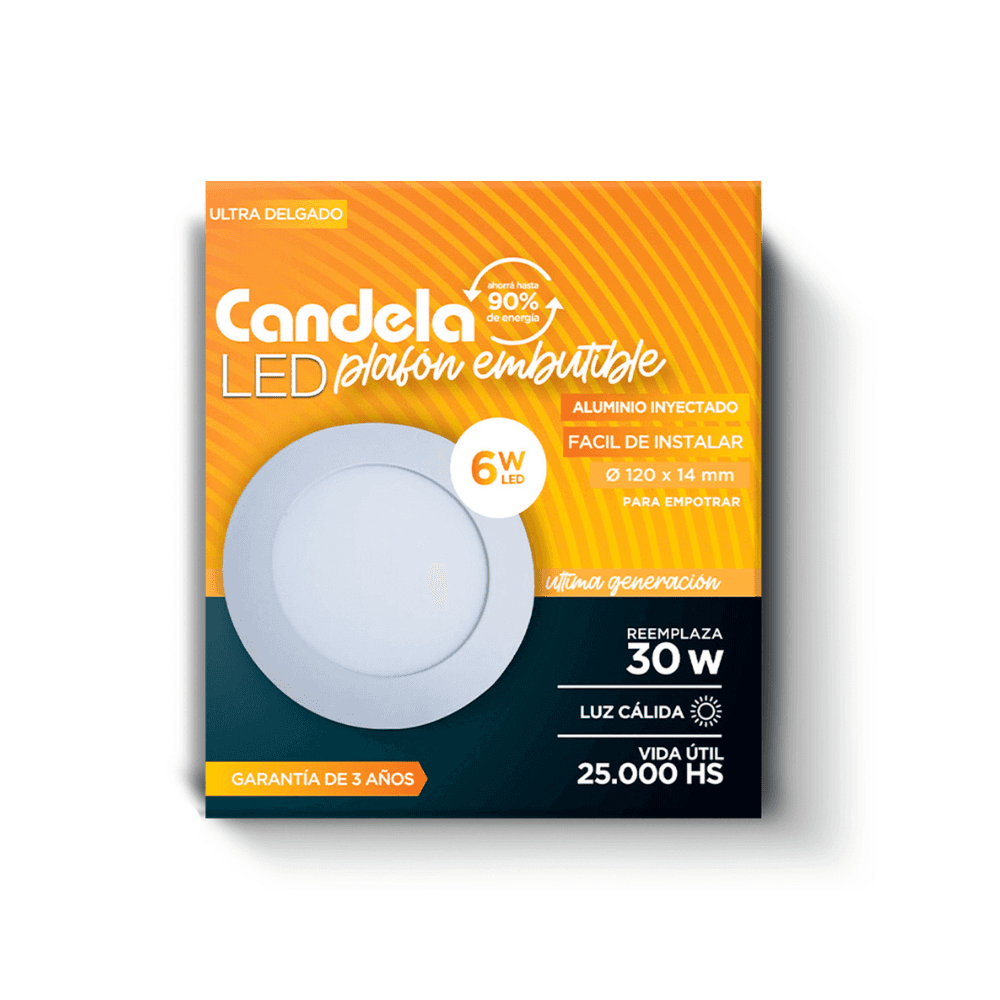 Plafón Led Candela Redondo 6w Cálida a $1.999 en Frávega