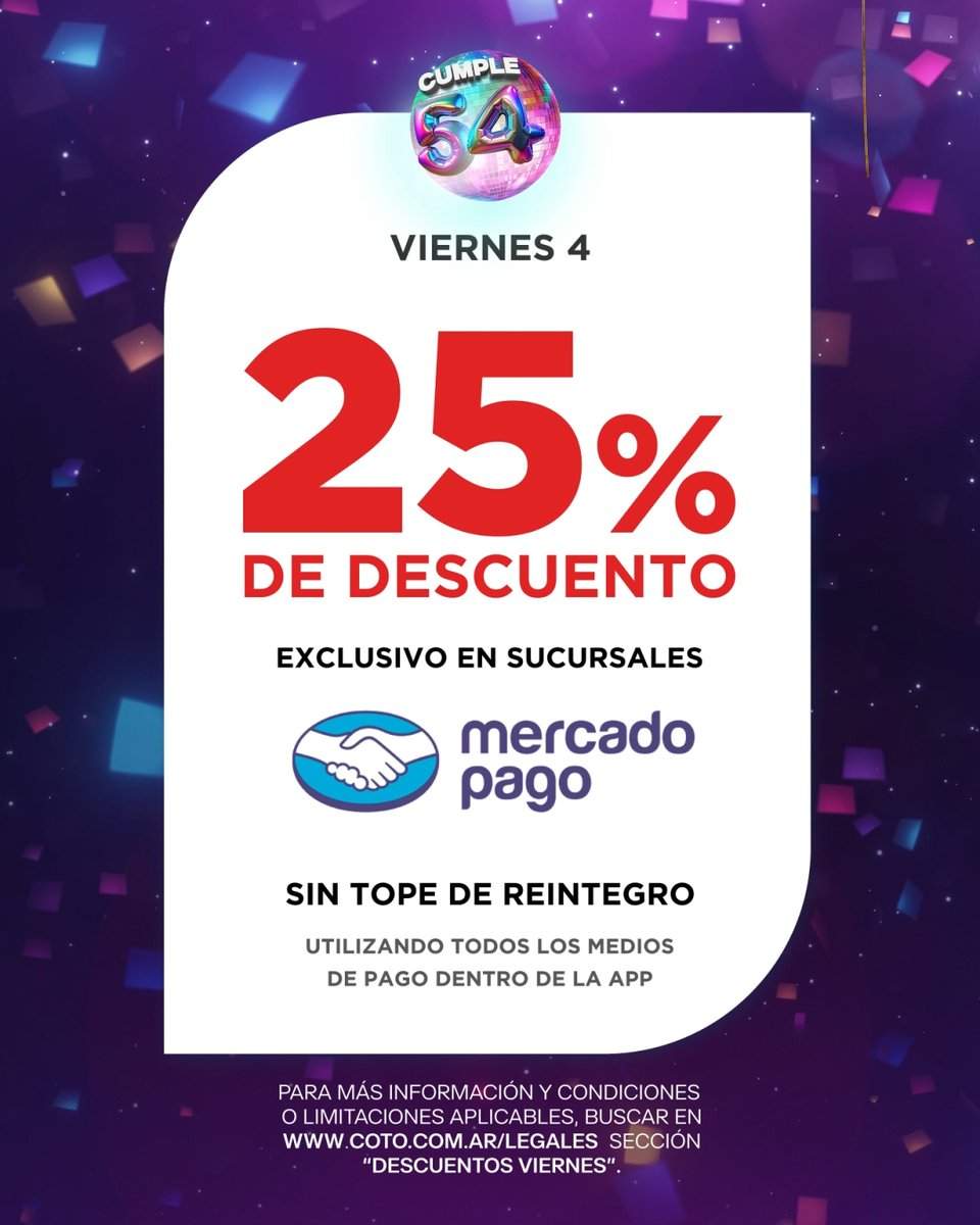 25% de descuento sin tope en Coto con Mercado Pago