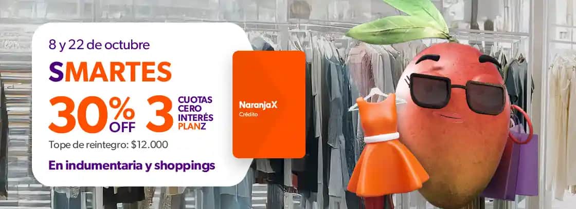 30% de reintegro en indumentaria y shopping con NaranjaX