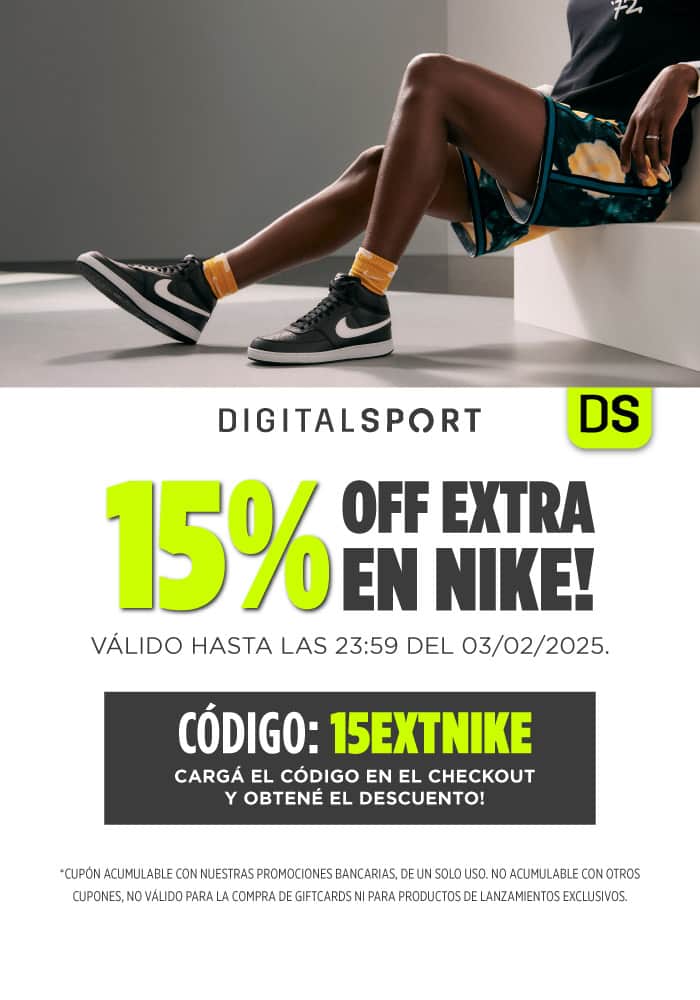 Solo hoy: Cupón 15% extra en articulos Nike en DigitalSport