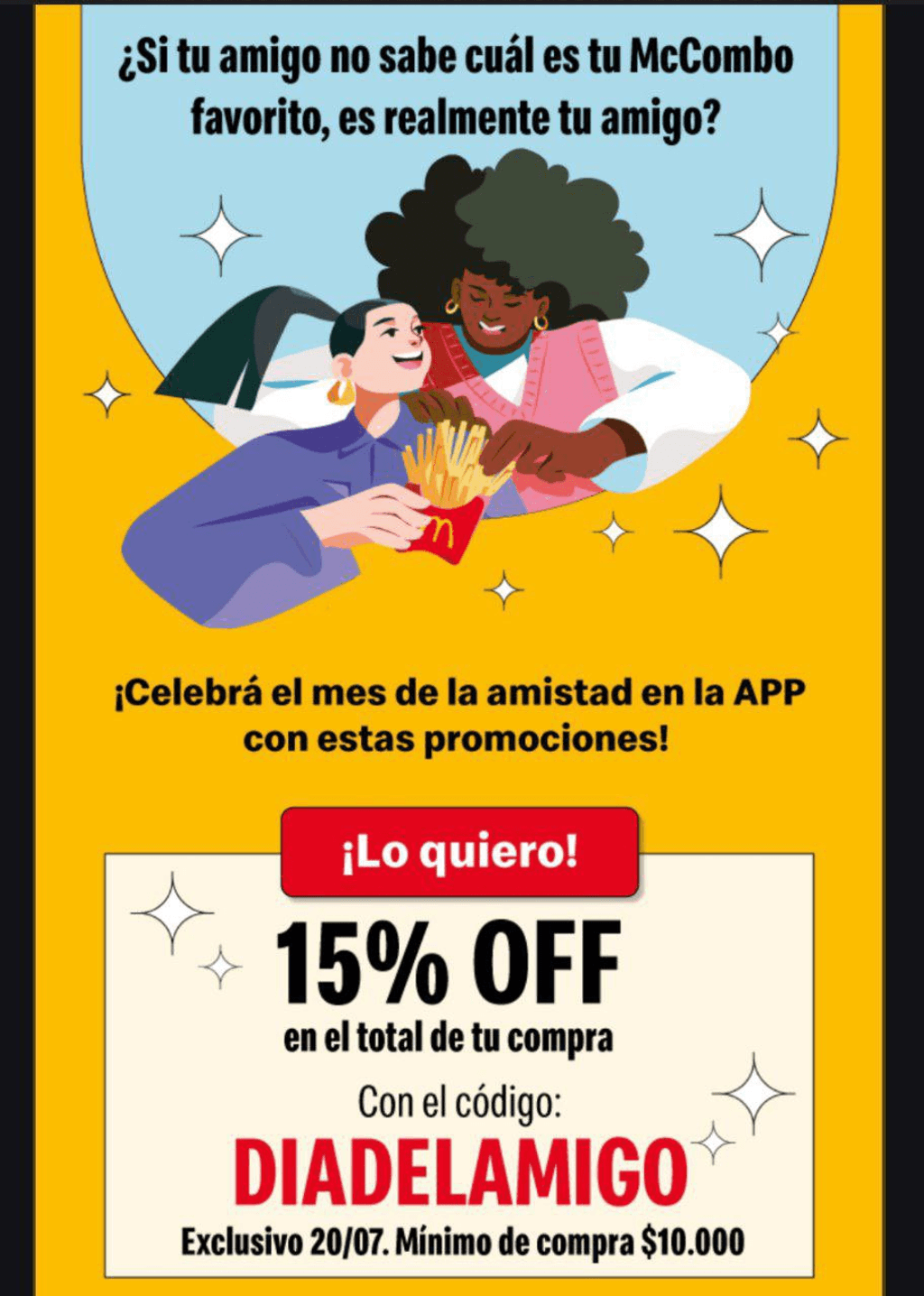 ¡Celebrá el Día del Amigo con 15% OFF en McDonald's!