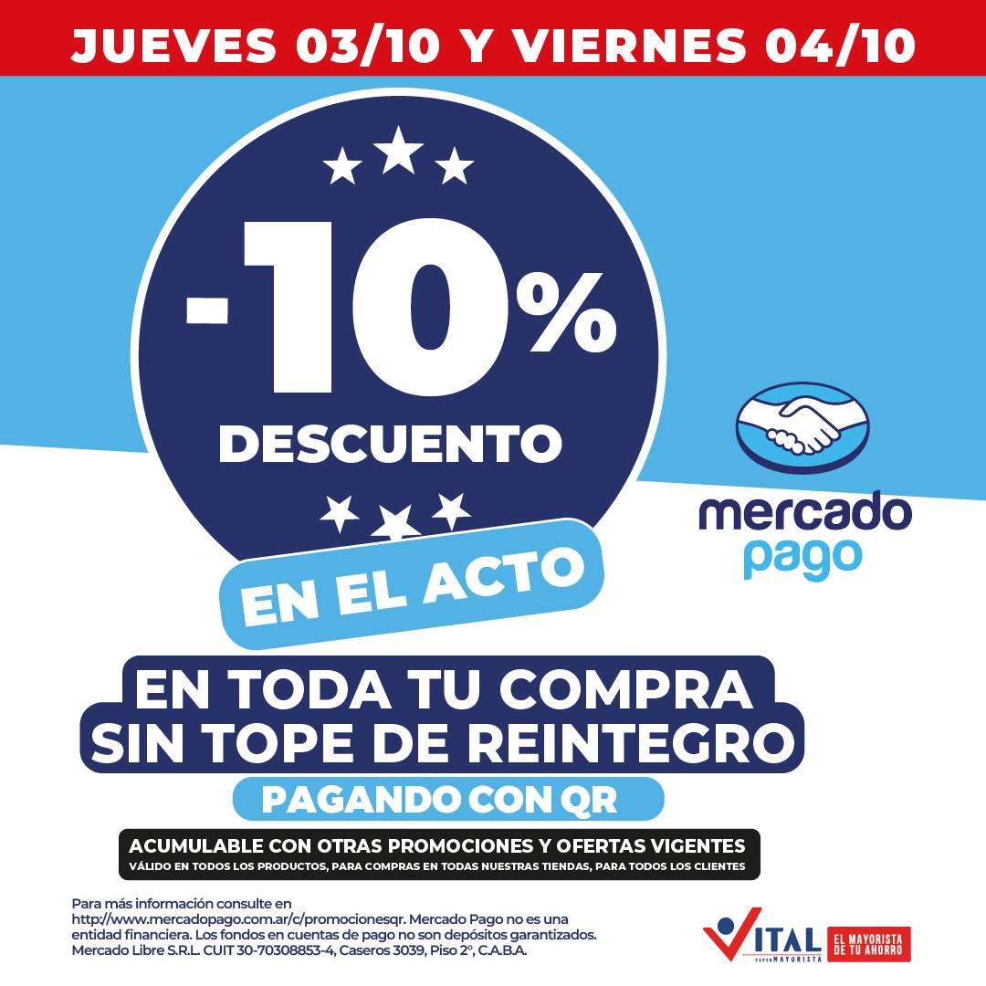 10% de descuento en Vital pagando con Mercado Pago