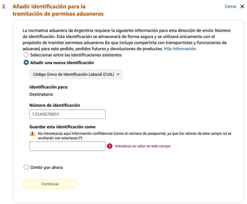 Formulario donde deberás ingresar tu CUIL/CUIT