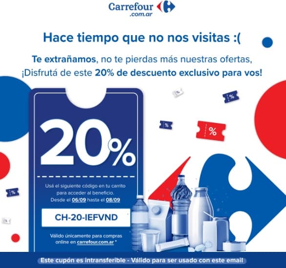 [Cuentas seleccionadas] Cupón 20% de descuento en Carrefour