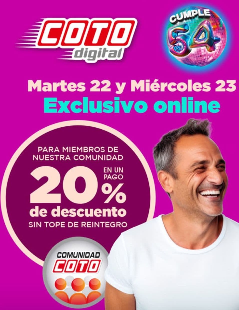 20% de descuento sin tope en Coto digital con Comunidad Coto