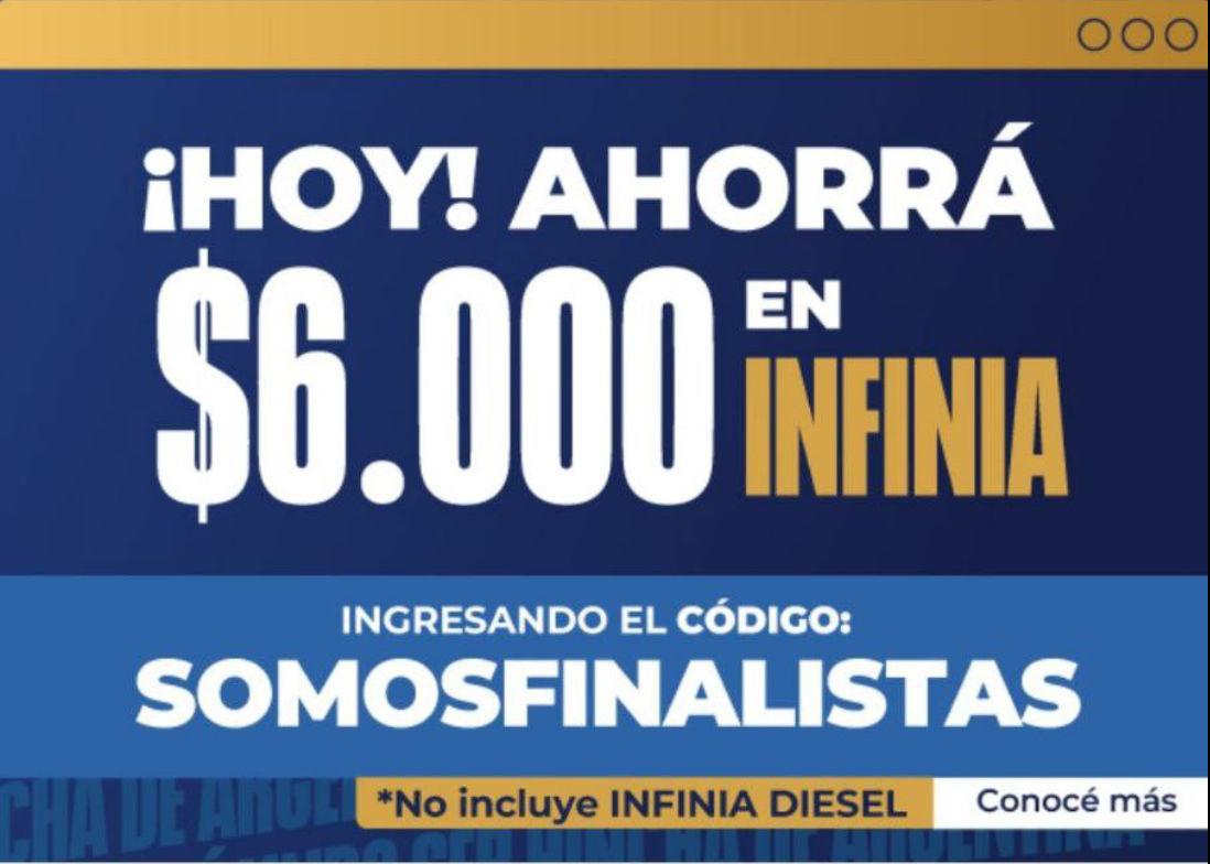 Domingo: $6000 OFF en Infinia usando App YPF