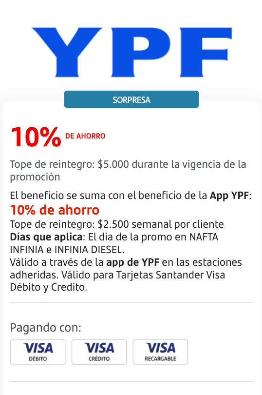 20% de descuento en APP YPF con Santander Sorpresa!