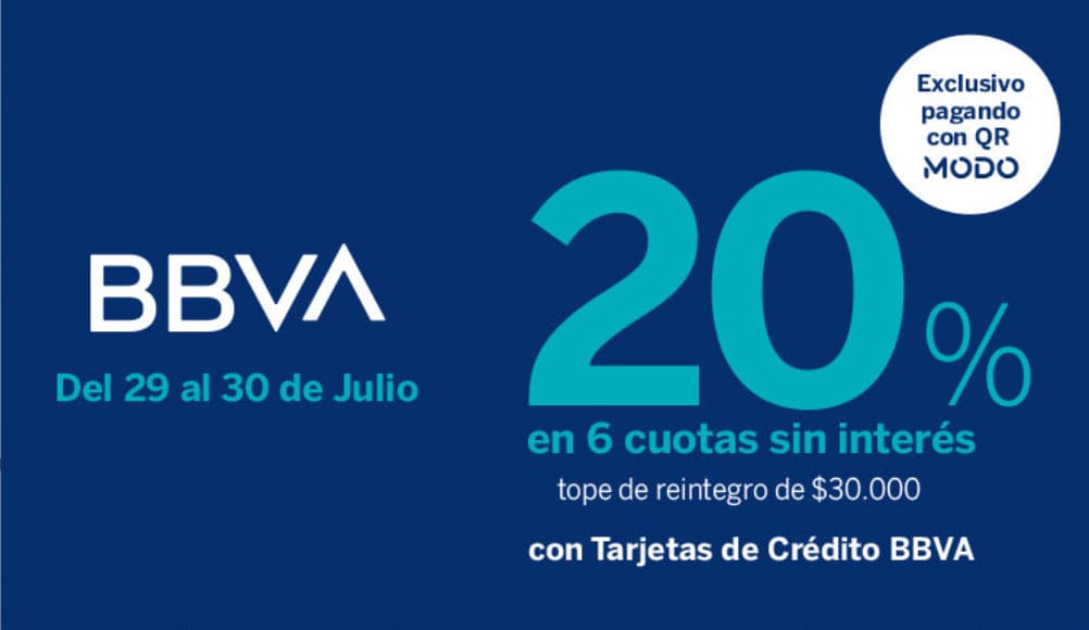 20% de reintegro y 6 cuotas sin interés en Dexter con BBVA y MODO