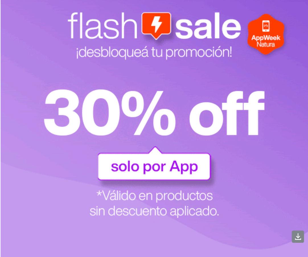 Cupón de 30% de descuento por la APP en Natura