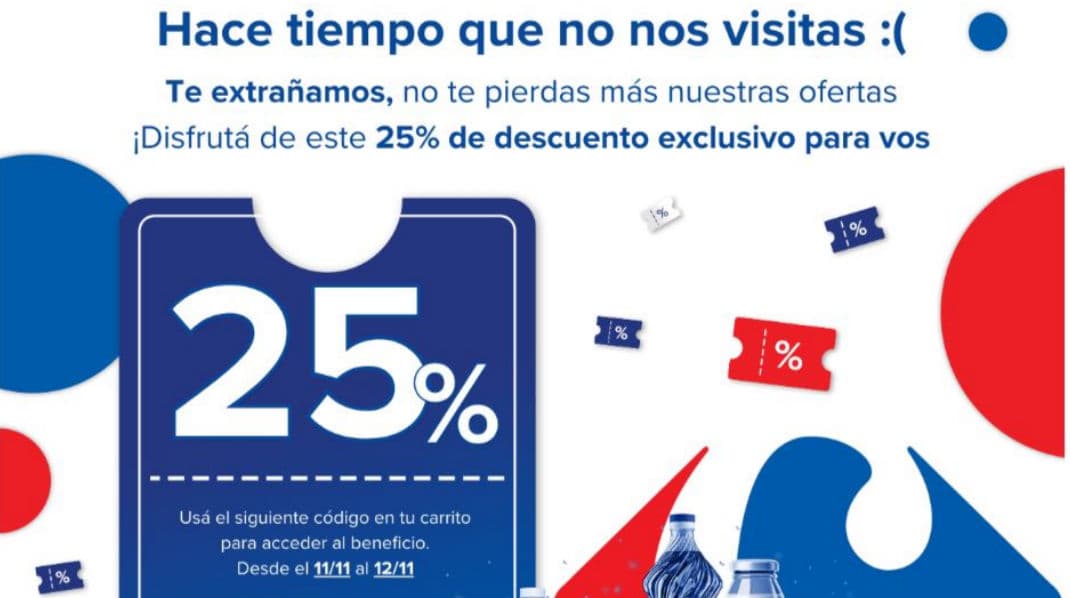 Cupón 25% de descuento en Carrefour Online [cuentas seleccionadas]