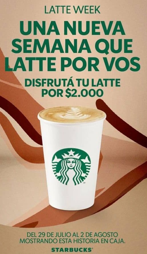 Oferta de la semana! Latte por $2.000 en Starbucks