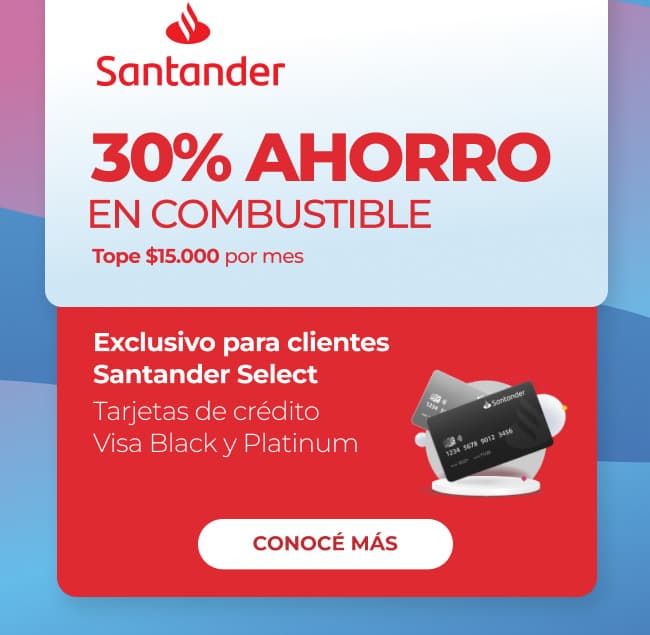 30% de ahorro en combustible con Santander Visa Black y Platinum en YPF