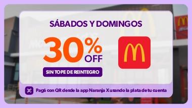 30% de reintegro en McDonald's con NaranjaX pagando con QR