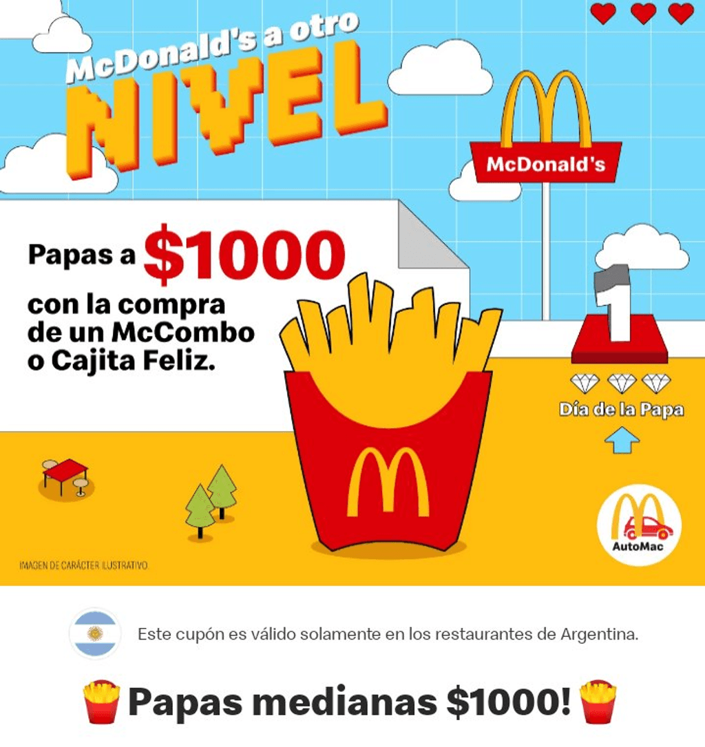 Día de la papa: papas medianas a $1000 en McDonald's