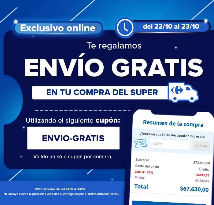 Cupón para obtener envío gratis en tu compra en Carrefour Online