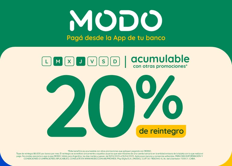 20% de reintegro en Vilela con MODO