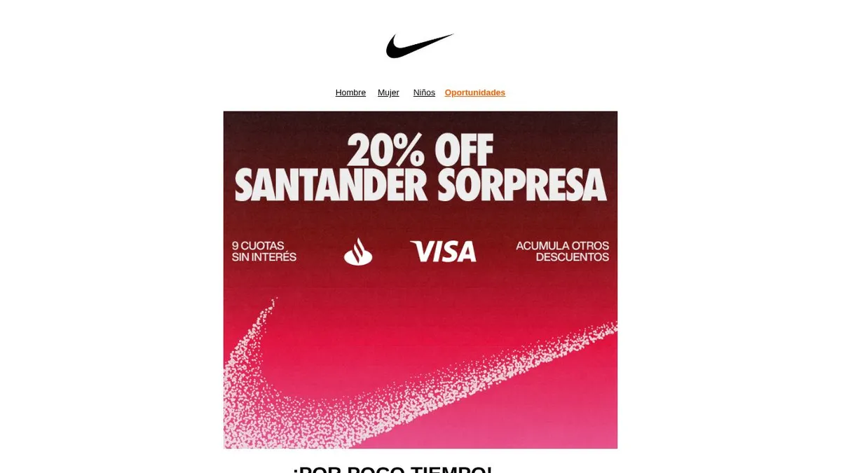 20% de descuento en Nike con Tarjeta Santander