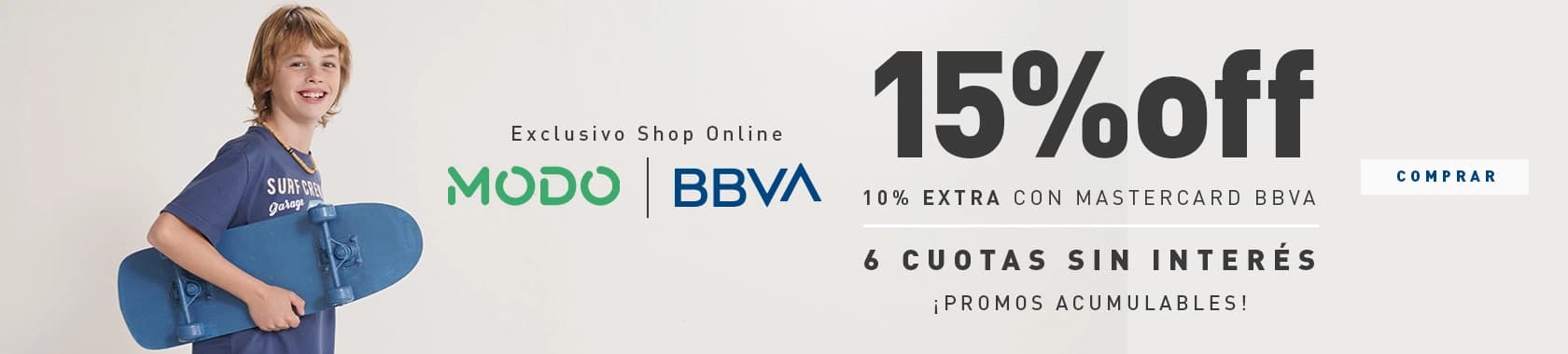 15% de reintegro y 6 cuotas en Mimo con BBVA y MODO